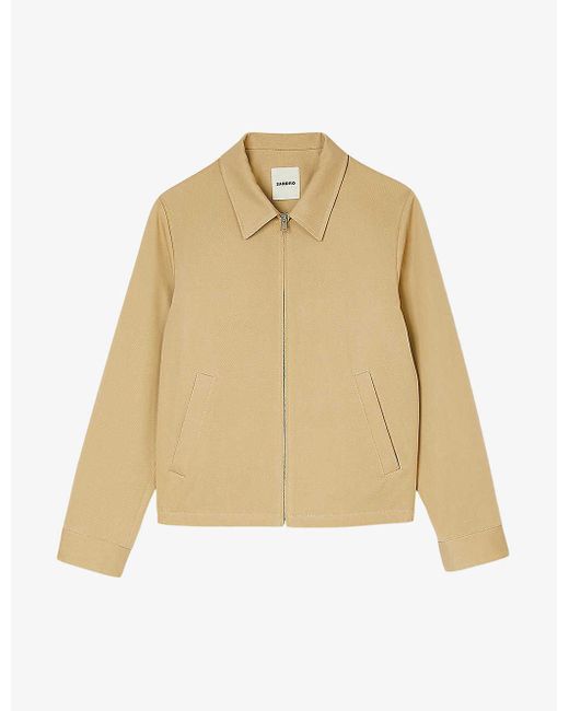 Sandro Natural Pointed Collar Cotton Harrington Jacket X for men