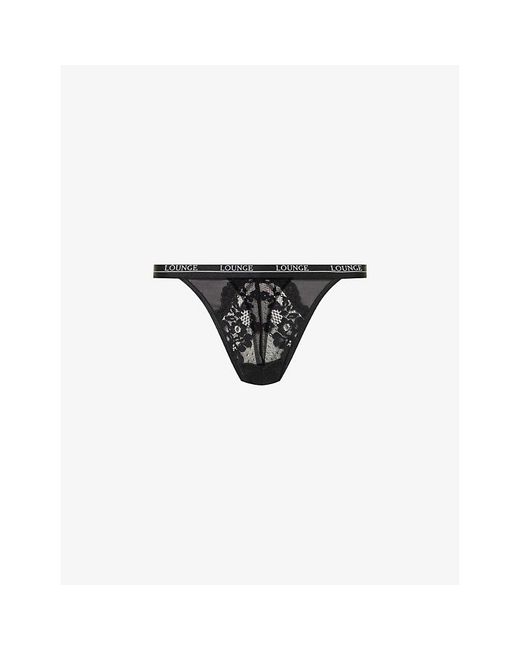 Lounge Underwear Black Blossom High-Rise Stretch-Lace Thong