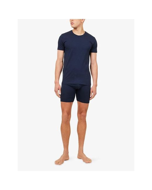Falke Blue Daily Comfort Pack Of Two Crew-Neck Stretch-Cotton T-Shirts for men