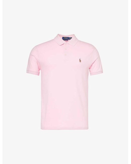 Polo Ralph Lauren Pink Brand-embroidered Short-sleeve Cotton-jersey Polo Shirt for men