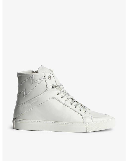 Zadig & Voltaire Zv1747 High Leather High-top Trainers in Natural | Lyst