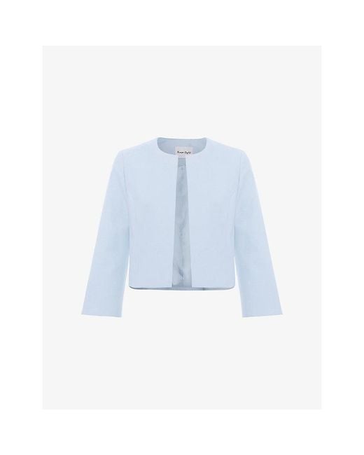 Phase Eight Blue Elizabeth Collarless Cotton-Blend Jacket