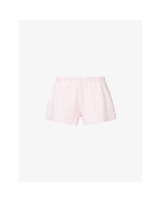 Skims Pink Loose-Fit Ribbed Cotton Shorts