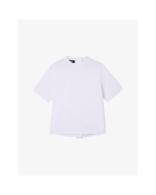 Whistles White Relaxed-Fit Buckle-Embellished Cotton-Jersey T-Shirt