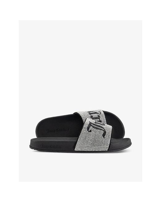 Juicy Couture Black Donna Diamante-embellished Rubber Sliders