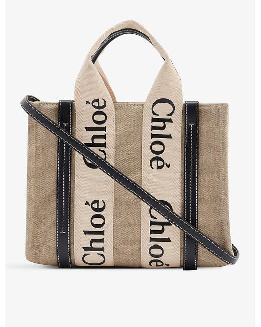 Chloé Woody Small Linen Tote Bag in Natural | Lyst