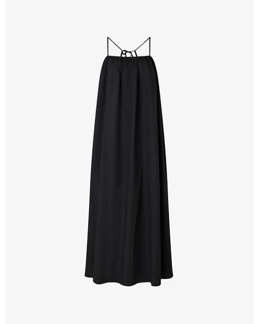 Soeur Black Arielle Straight-neck Cotton Maxi Dress