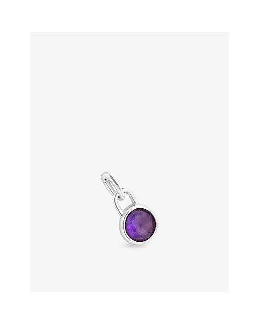Astrid & Miyu Purple February Rhodium-Plated Sterling- And Amethyst Birthstone Charm