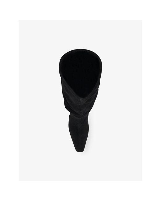 Dune Black Saunders Suede Knee-High Heeled Boots