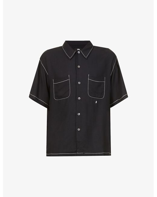 Stussy Synthetic Contrast Pick-stitched Boxy-fit Woven Shirt in Black ...