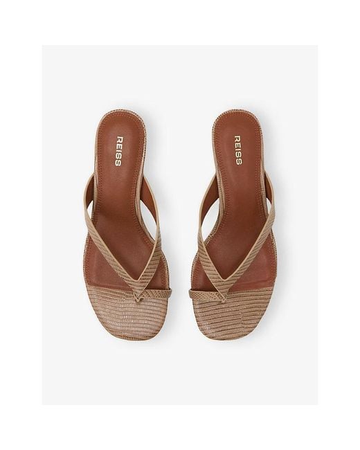 Reiss Natural Mia Leather Heeled Sandals