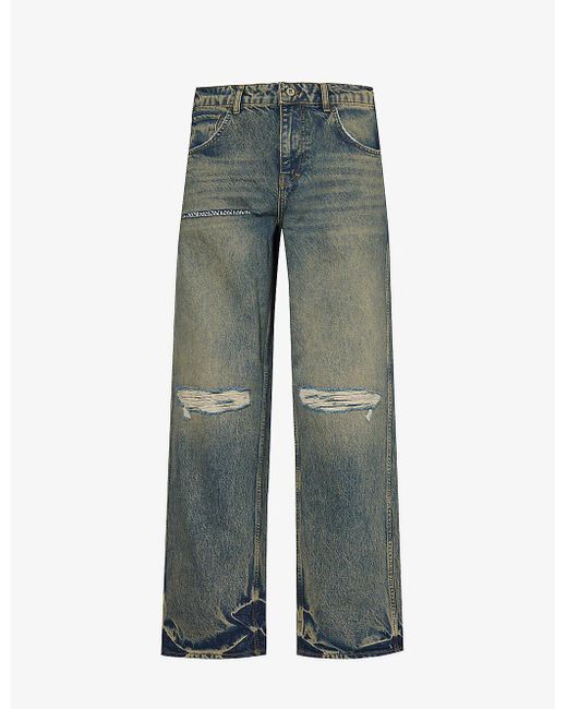 Represent Gray R3 Distressed Wide-leg Jeans for men
