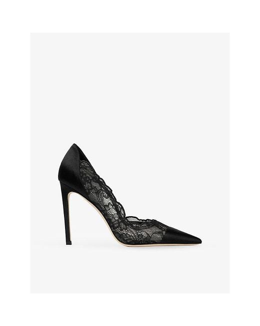 Jimmy Choo Black Brigitte 100 Lace Pumps