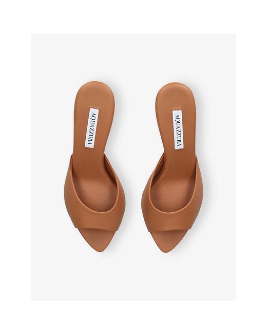 Aquazzura Natural Bisous 65 Leather Mules