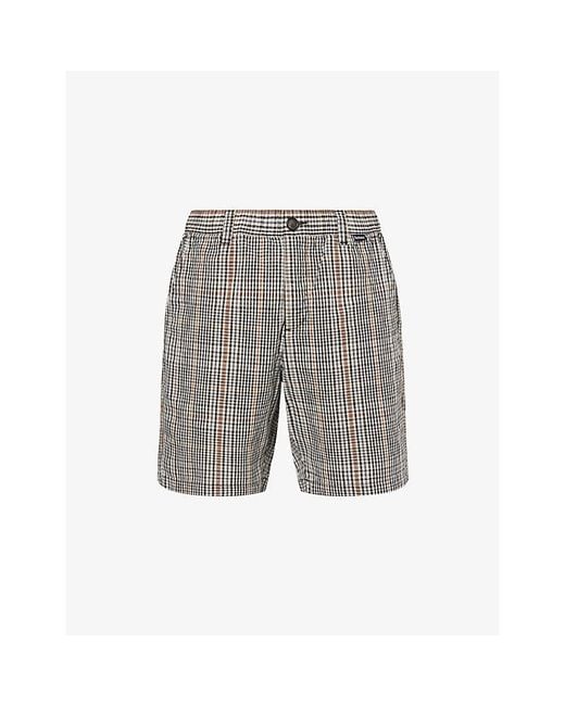 Barbour Gray Fife Checked Cotton-And-Linen Shorts for men