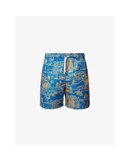 Derek Rose Maui Graphic-print Swim Shorts in Blue for Men | Lyst