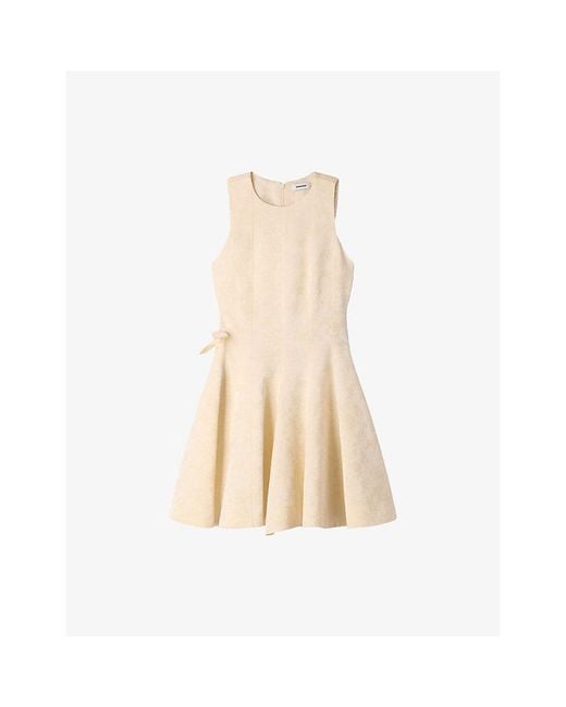 Sandro Natural Sleeveless Floral Woven Mini Dress