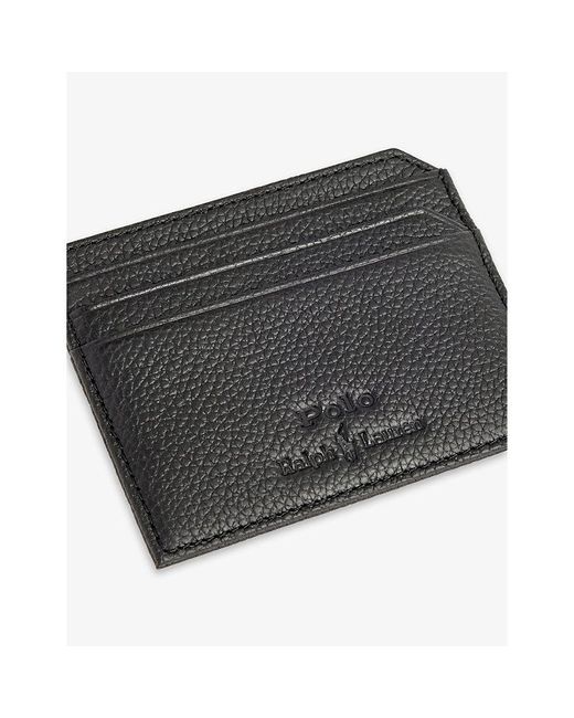 Polo Ralph Lauren Black Logo-debossed Rectangle Leather Cardholder for men