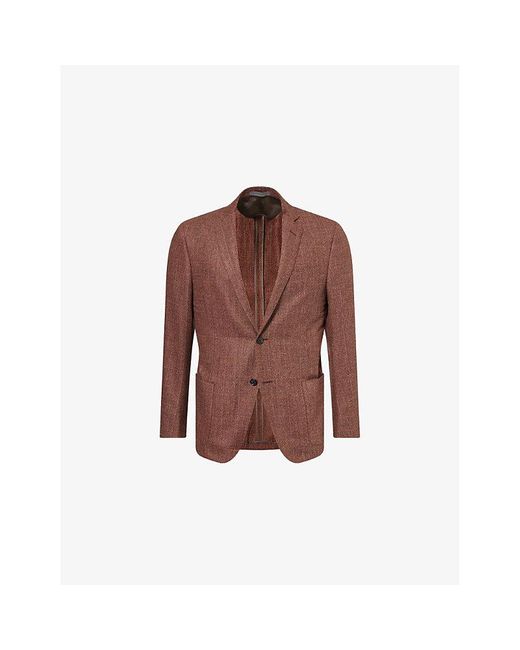 Corneliani Brown Academy Notched-Collar Wool-Cashmere Blend Jacket for men