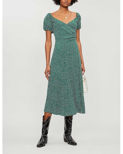 reformation floral midi dress Reformation Riva Smocked Puff Sleeve Midi Dress at MarketFair Shoppes in Princeton, NJ