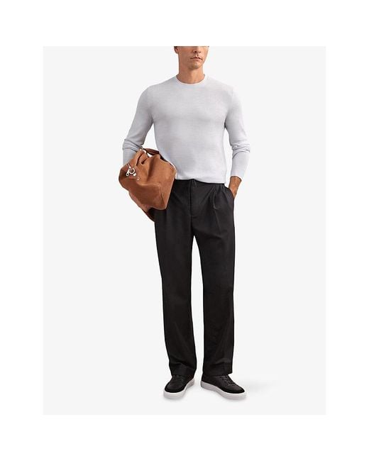 Reiss White Wessex Crewneck Wool Jumper for men
