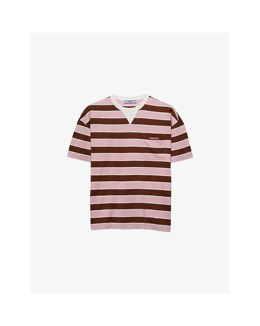 Prada Red Bayadere Striped Lisle Cotton-Jersey T-Shirt