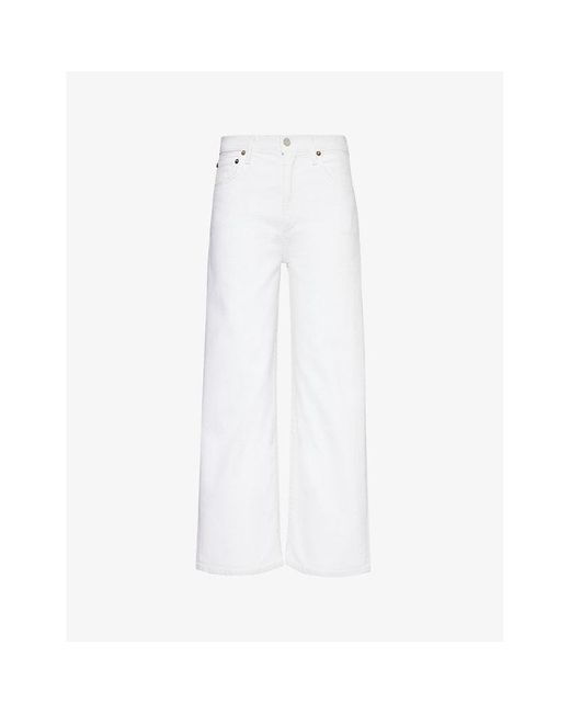 Agolde White Harper Cropped High-rise Stretch-denim Jeans