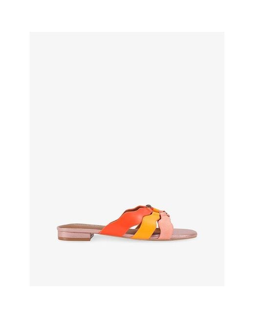Kurt Geiger Orange Sun Wave Leather And Suede Sandals