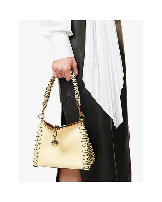 Etro Natural Vela Braided-strap Leather Top-handle Bag