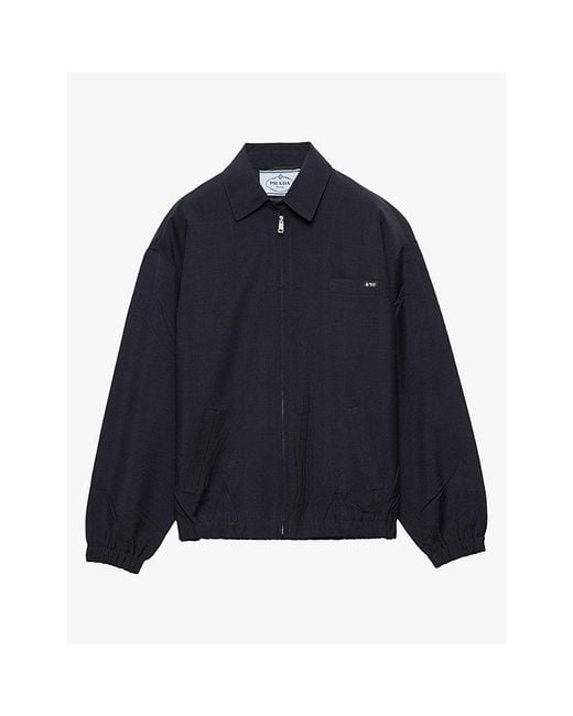 Prada Blue Mohair Wool Blouson Jacket