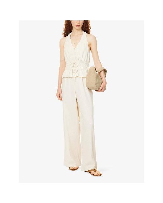 PAIGE White Alysha Halter-Neck Silk-Blend Top