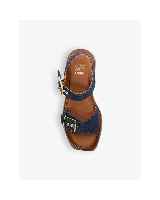 Dune Blue Vy-denim Fabric Loells Denim-strap Woven Flatform Sandals