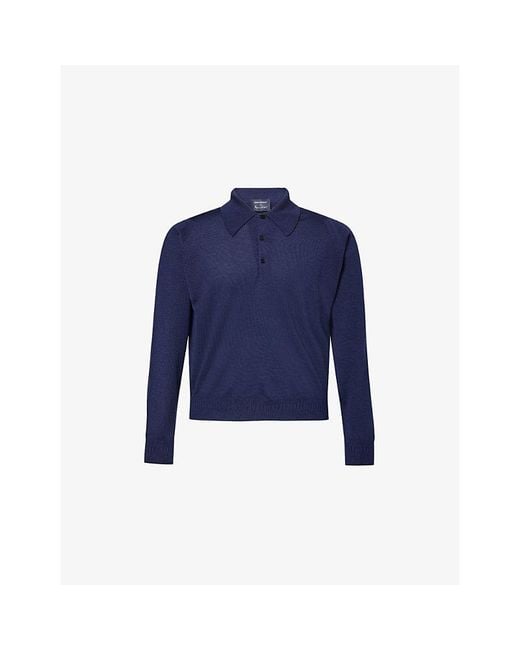 John Smedley Blue X Bill Nighy Cashmere And Silk-Blend Polo T-Shirt for men