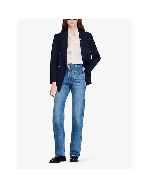 Sandro Blue Slim-Fit Flared Denim Jeans