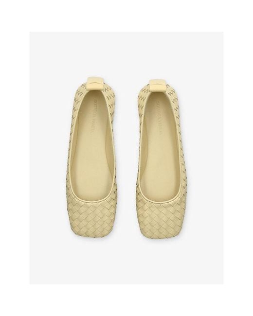 Bottega Veneta Metallic Charlotte Leather Ballerina Flats