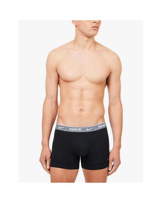 Nike Blue Essential Pack Of Three Cotton-Stretch Trunks for men