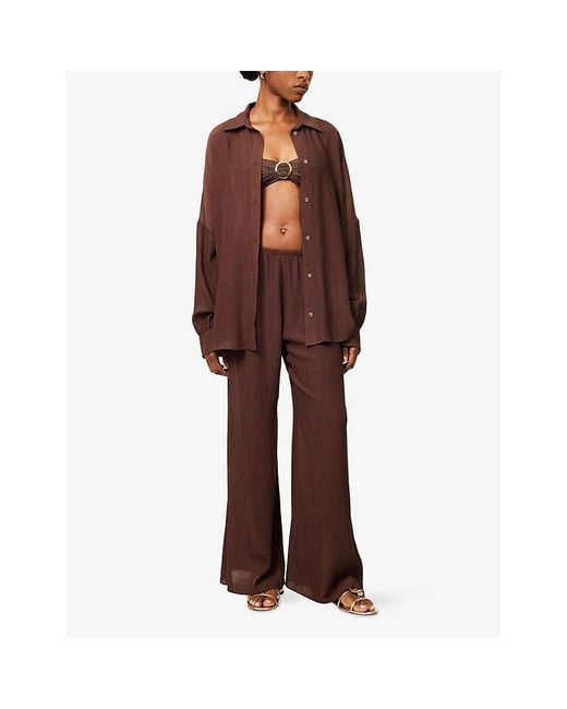 Away That Day Brown Barts Wide-Leg Woven Trousers