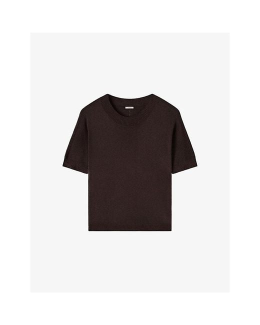 Joseph Black Jana Round-Neck Relaxed-Fit Silk Top