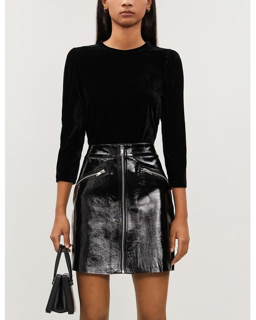 Black patent leather skirt best sale