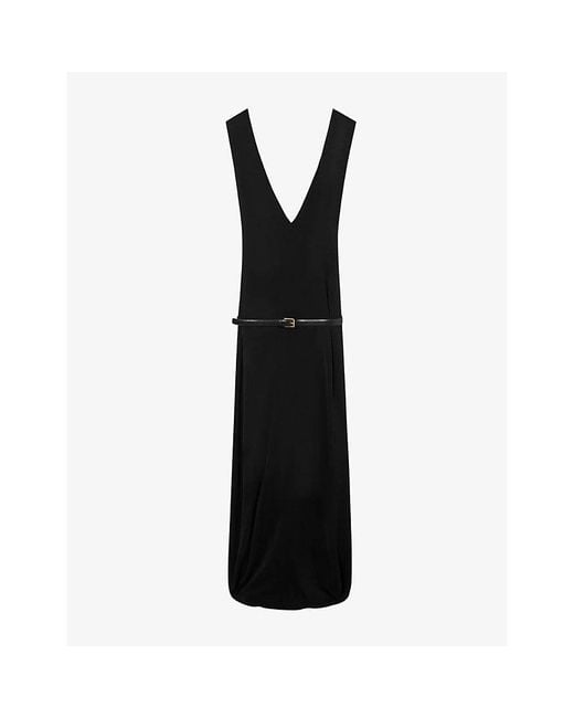 Loewe Black Draped Open-Back Jersey Maxi Dress