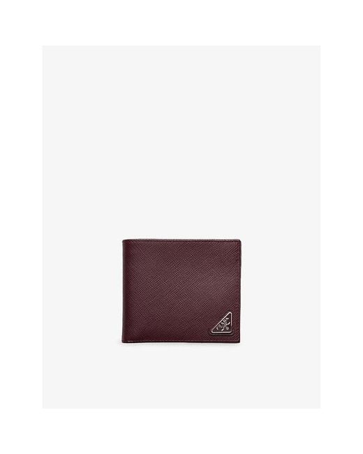 Prada Purple Logo-Plaque Saffiano Leather Wallet for men