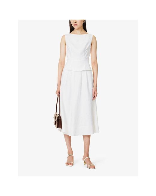 Reformation White Moya Flared Linen Two-piece Set