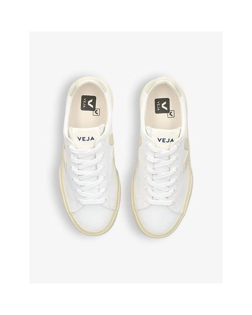 Veja White Campo Logo-embroidered Canvas Low-top Trainers