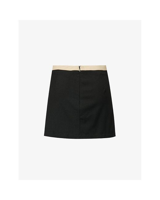 Reformation Black Vintage I.n.c. International Concepts Contrast-trim Stretch-woven Mini Skirt