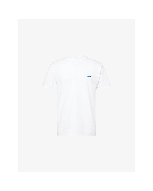 Obey White Graphic-Print Regular-Fit Cotton T-Shirt for men