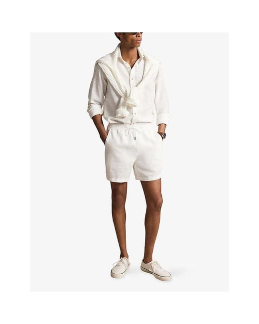 Polo Ralph Lauren White Custom-Fit Long-Sleeve Linen Sport Shirt for men