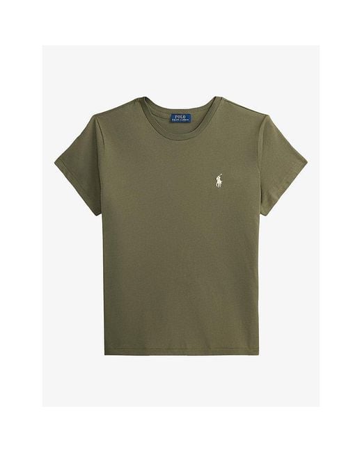 Polo Ralph Lauren Green Brand-Embroidered Short-Sleeved Cotton-Jersey T-Shirt