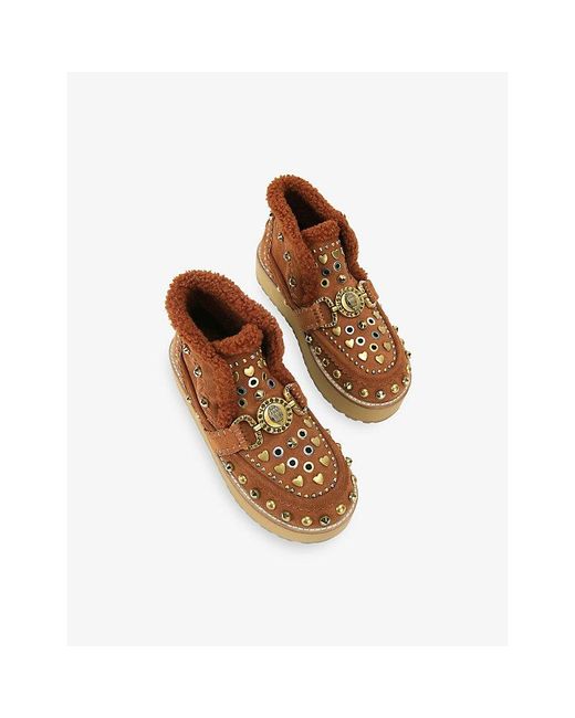 Kurt Geiger Brown Mansion Cosy Embellished Suede Ankle Boots