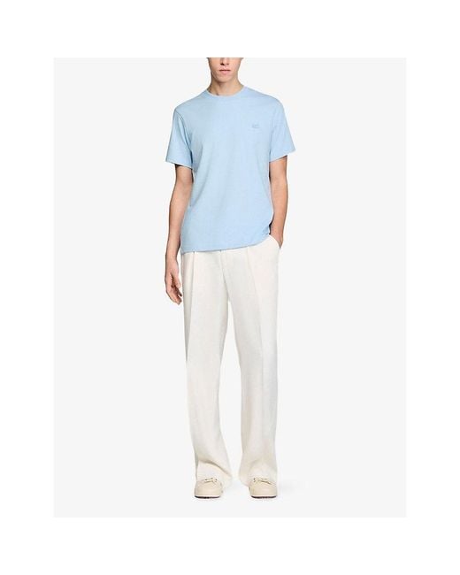 Sandro Blue Logo-Appliqué Regular-Fit Cotton-Jersey T-Shirt for men
