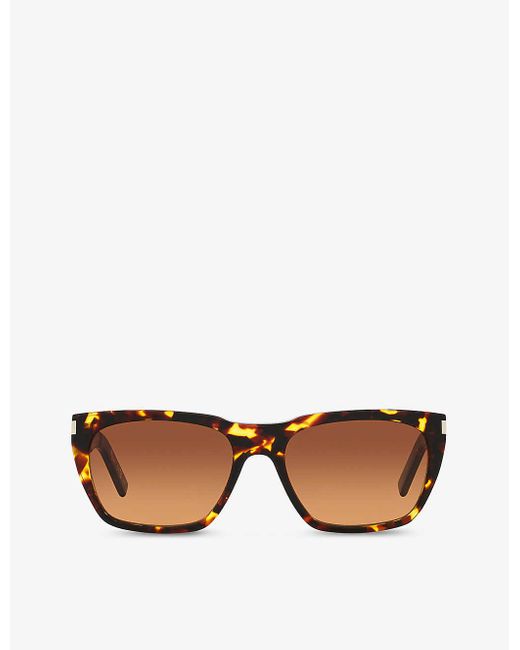 Saint Laurent Brown Ys000474 Rectangle-frame Acetate Sunglasses